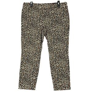 J. Crew Winnie Pants Leopard Ankle Size 14 Office Chic Career Casual Retro Y2K